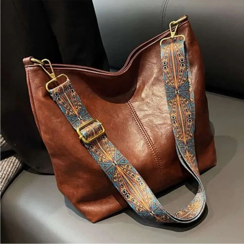 Boho Vegan Leather Shoulder Strap Bag
